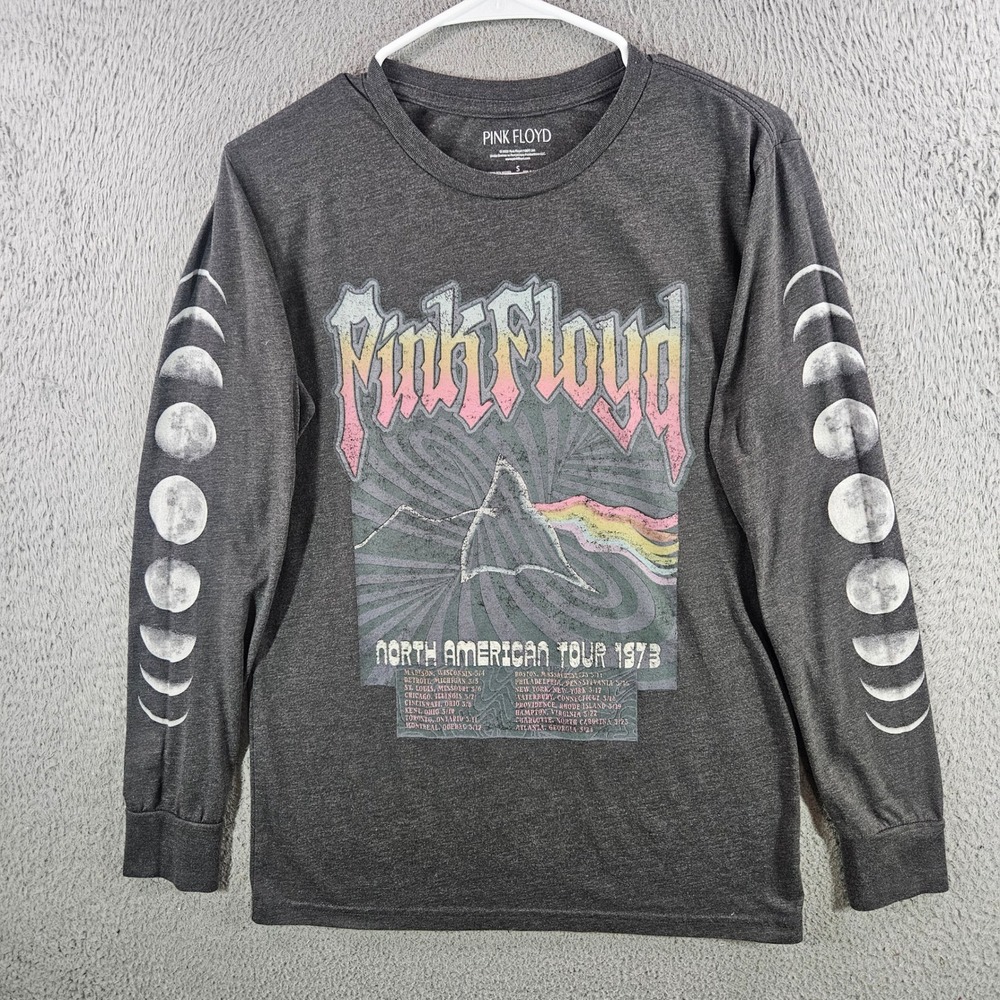Pink Floyd North American Tour 1973 Long Sleeve Graphic Shirt Gray‎ Mens Small